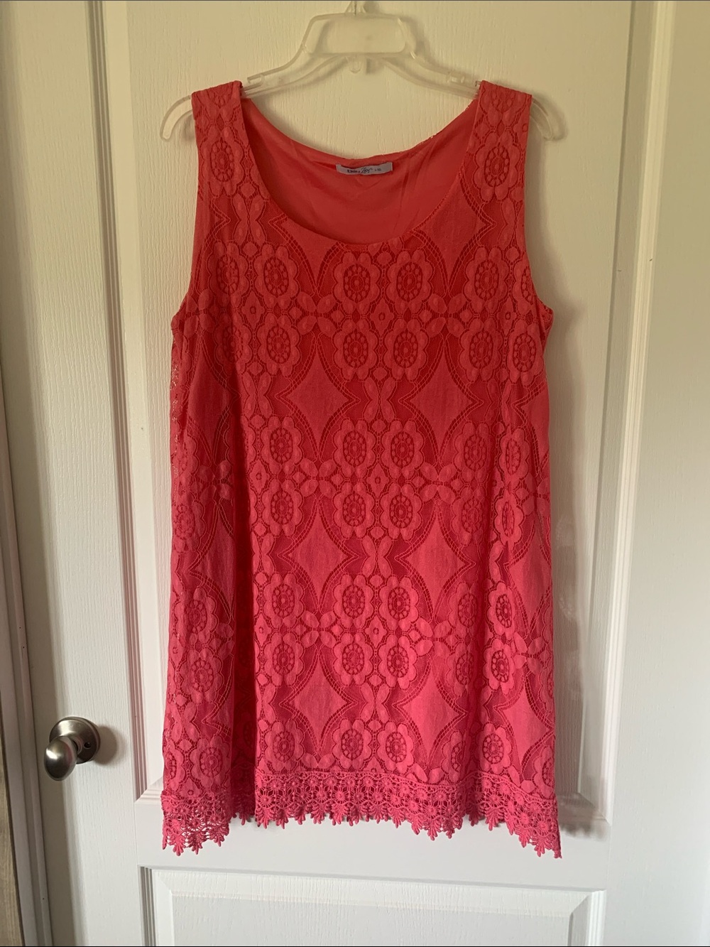 Coral Lace Sleeveless Tank Dress Large/X-Large